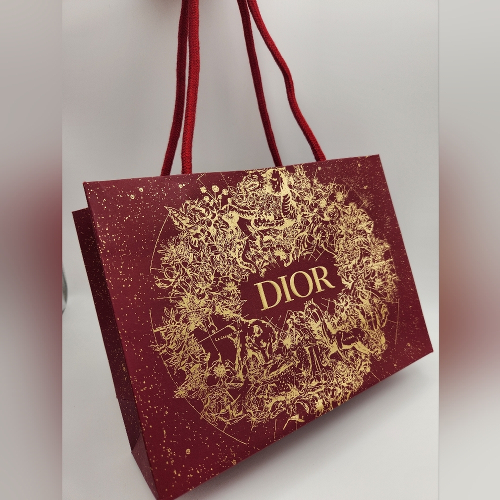 Authentic Dior Red/Burgundy and Gold Shoppers Bag NEW
